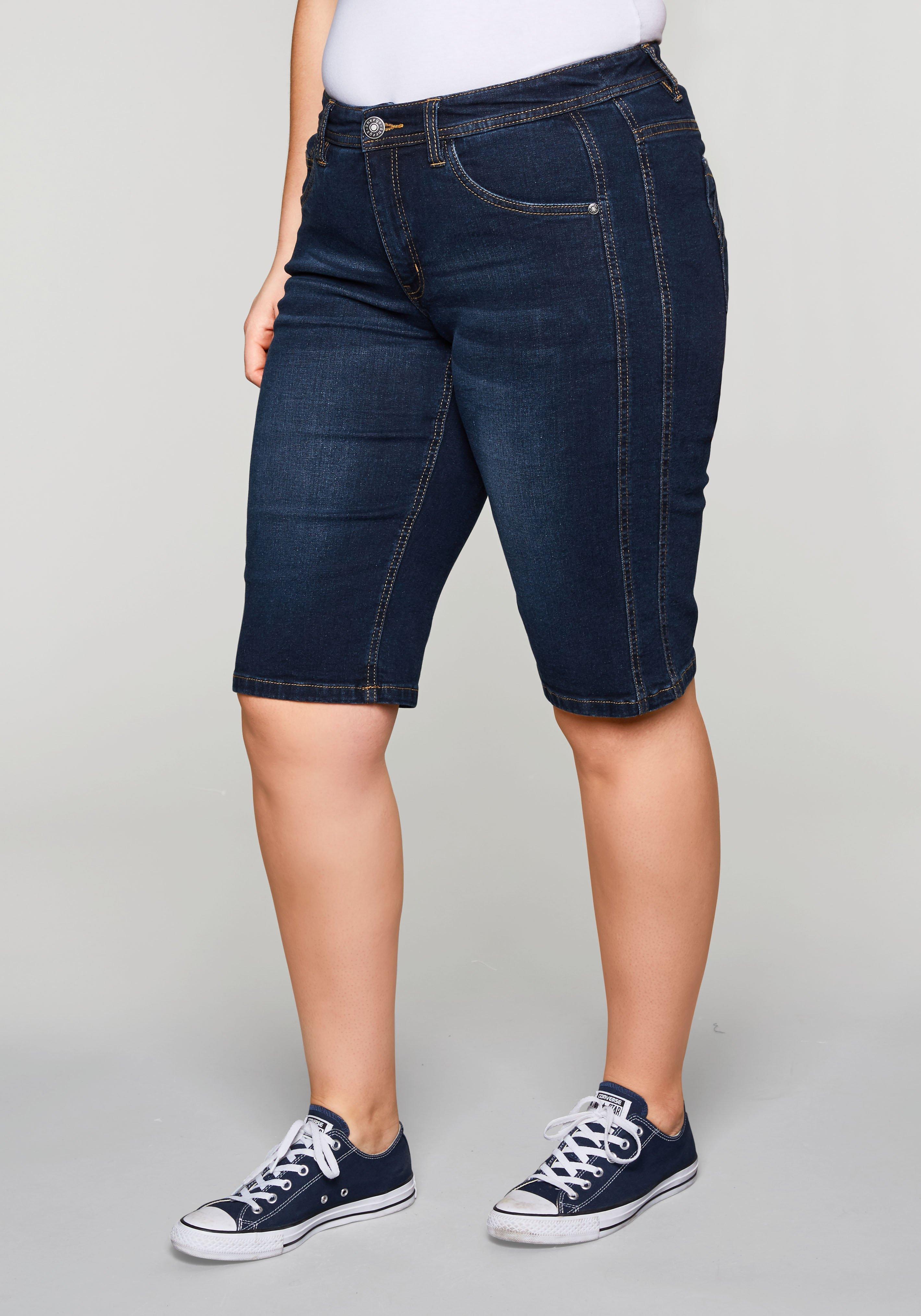 Jeansbermudas mit vorverlegter Seitennaht - dark blue Denim | sheego