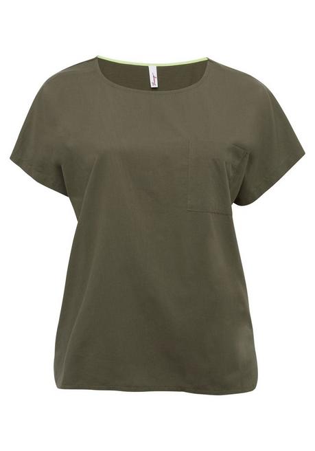 Shirt im Materialmix mit verlängerter Rückenpartie - dunkelkhaki - 44/46