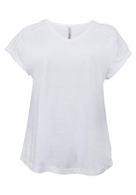 Shirt mit überschnittenen Schultern - weiß - 44/46