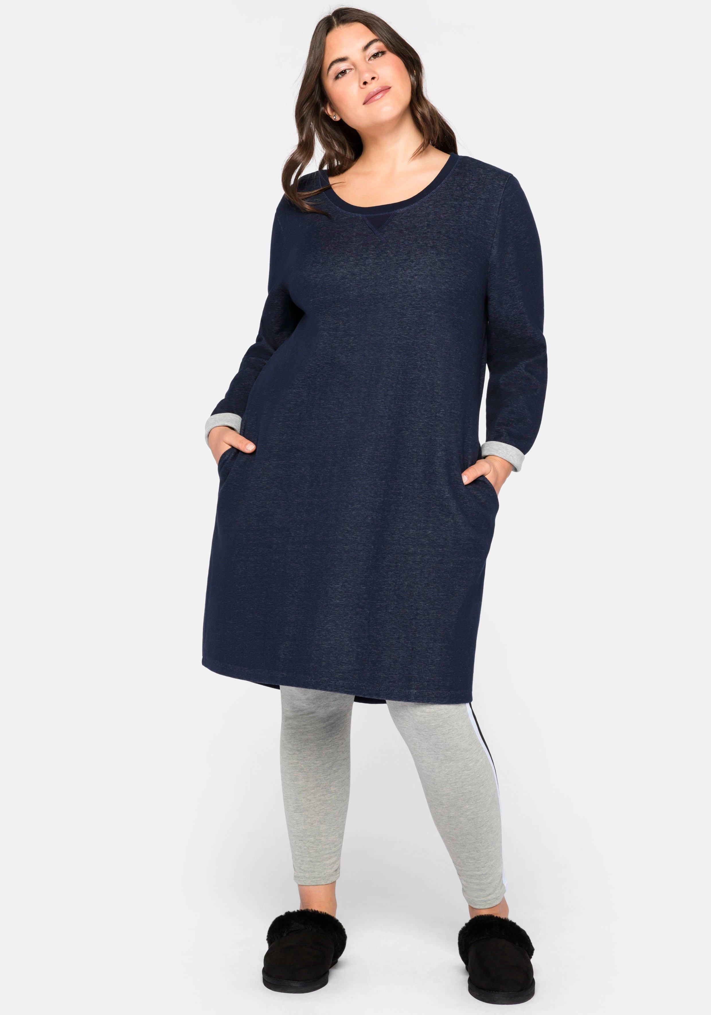 Kleider Grosse Grossen Blau Langarm Sheego Plus Size Mode