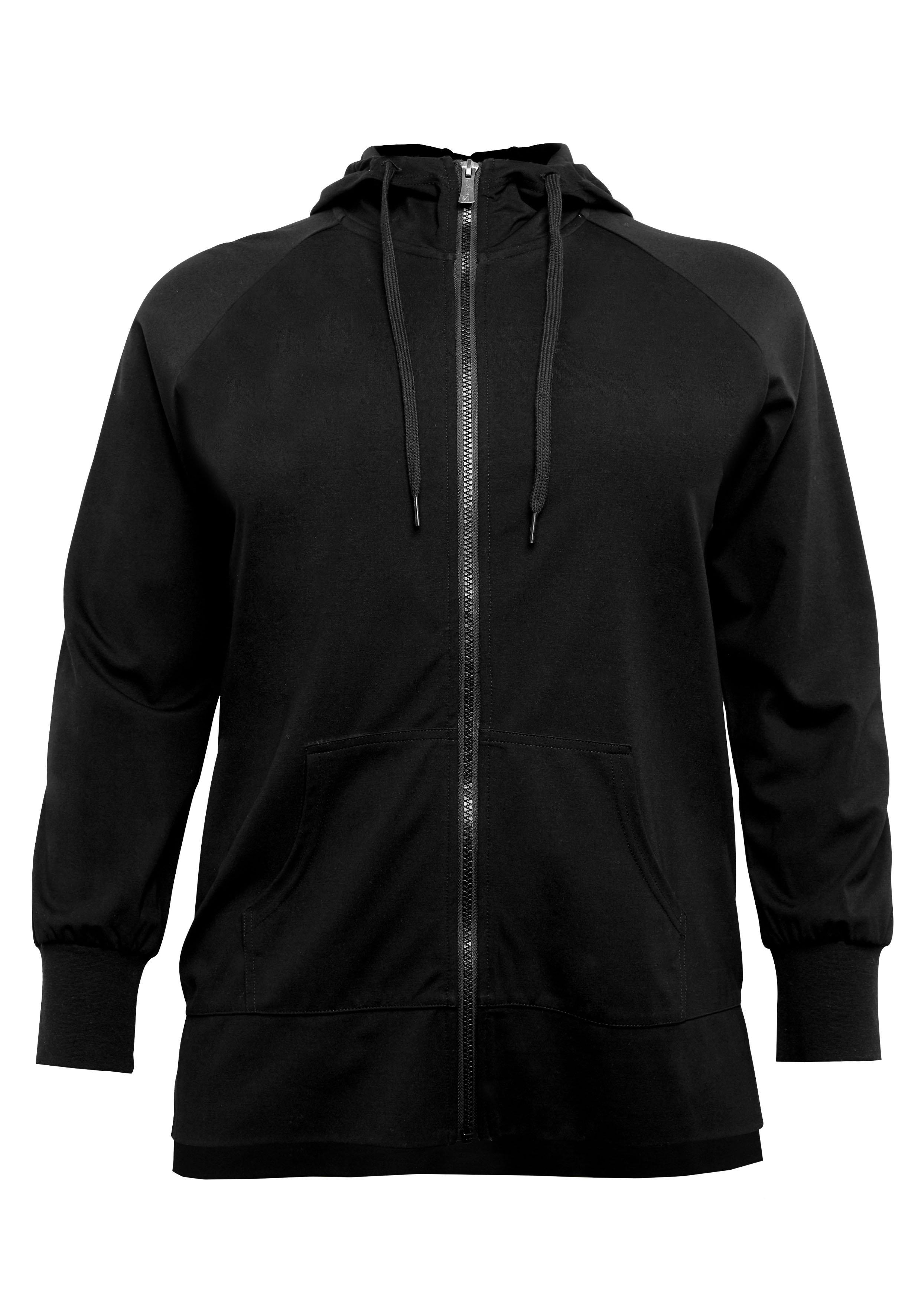 Sweatjacke mit Stehkragen und Bindeband - marine | sheego