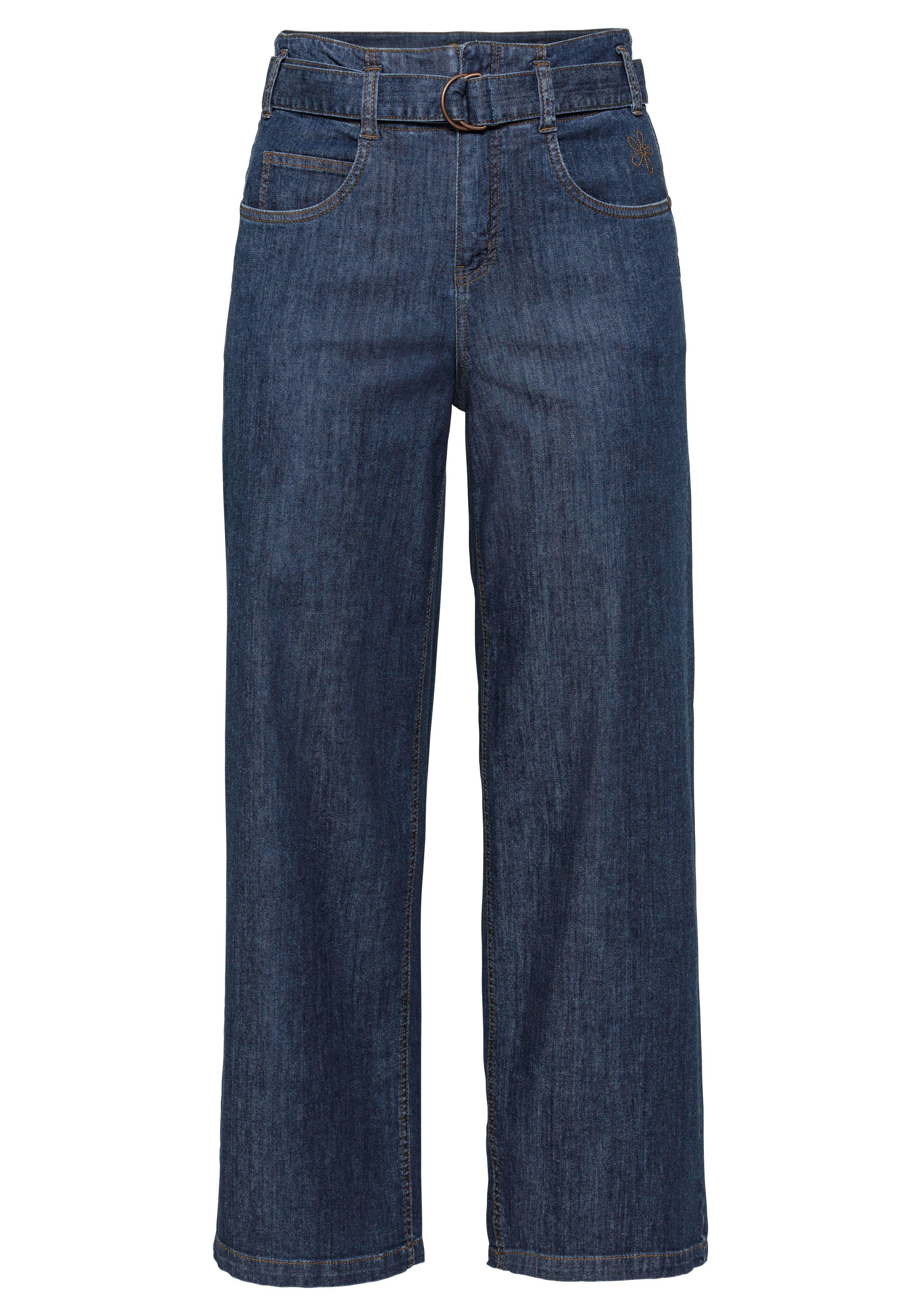 Weite Stretch-Jeans mit | High-Waist-Bund Denim sheego - blue