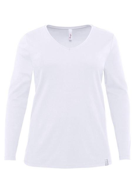 Langarmshirt in Ripp-Qualität - weiß - 48/50