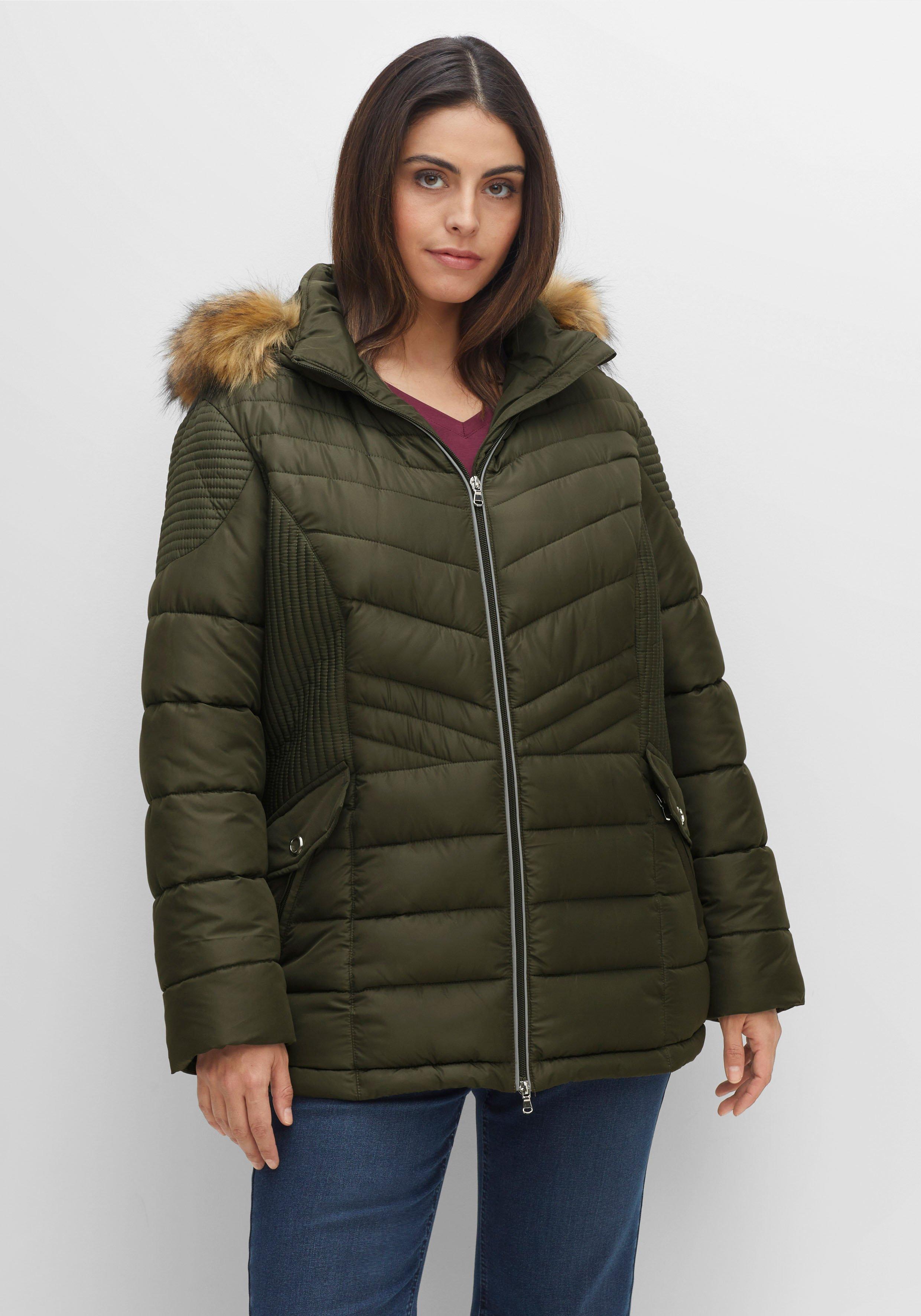 sheego Steppjacke mit abnehmbarer Kapuze - dunkeloliv sheego