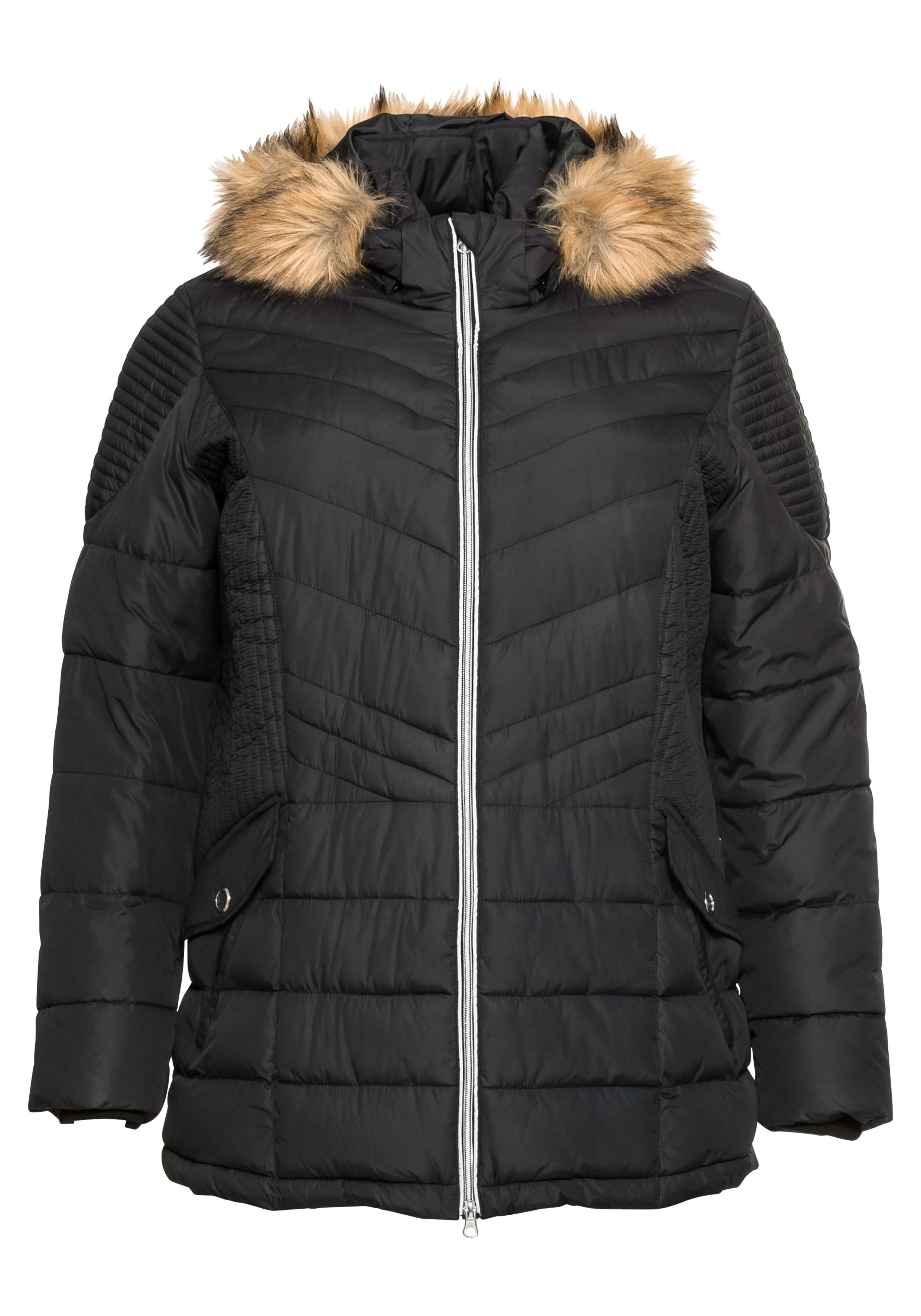 Steppjacke mit abnehmbarer Kapuze - schwarz | sheego