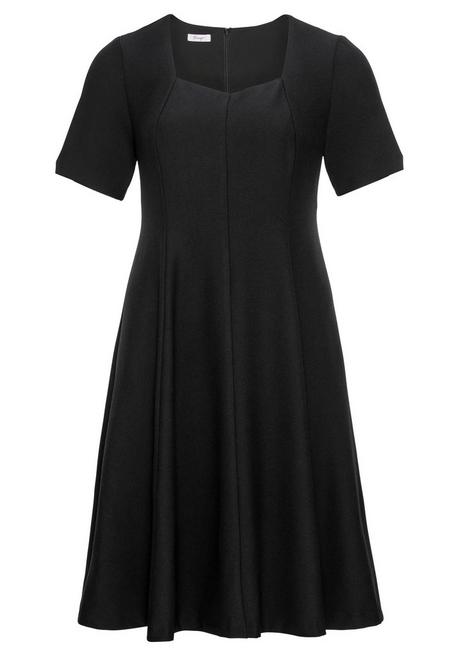 Kleid mit Halbarmen aus elastischem Crêpe - schwarz - 44