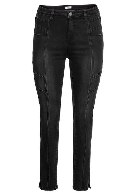 Skinny Jeans aus Power Stretch mit Nietenapplikation - black Denim - 44