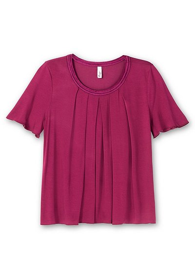 Shirt in A-Linie mit dekorativer Blende, aus Viskose-Jersey - schwarz |  sheego