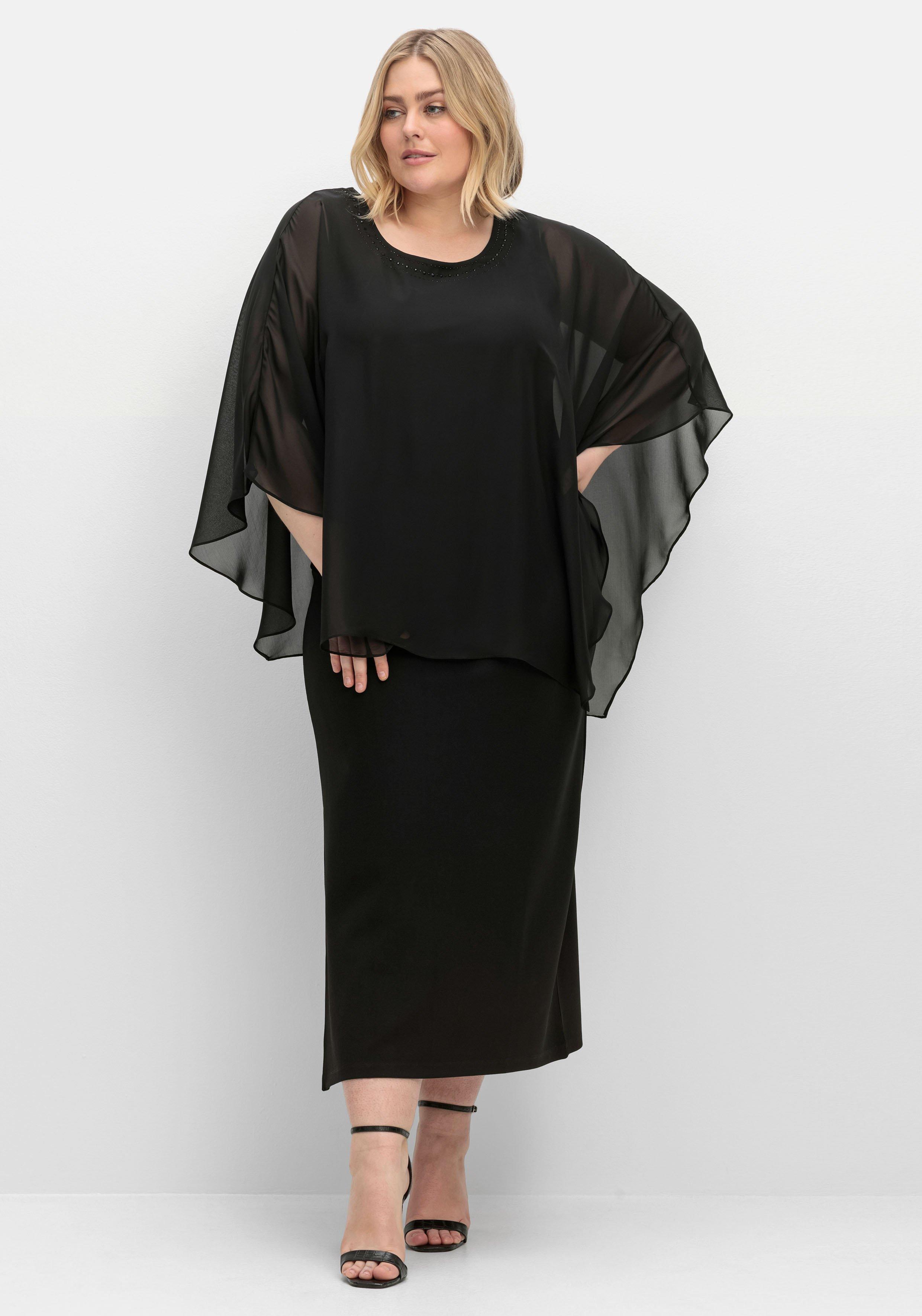 Abendkleider große Größen › Größe 46 schwarz | sheego ♥ Plus Size Mode | Chiffonkleider