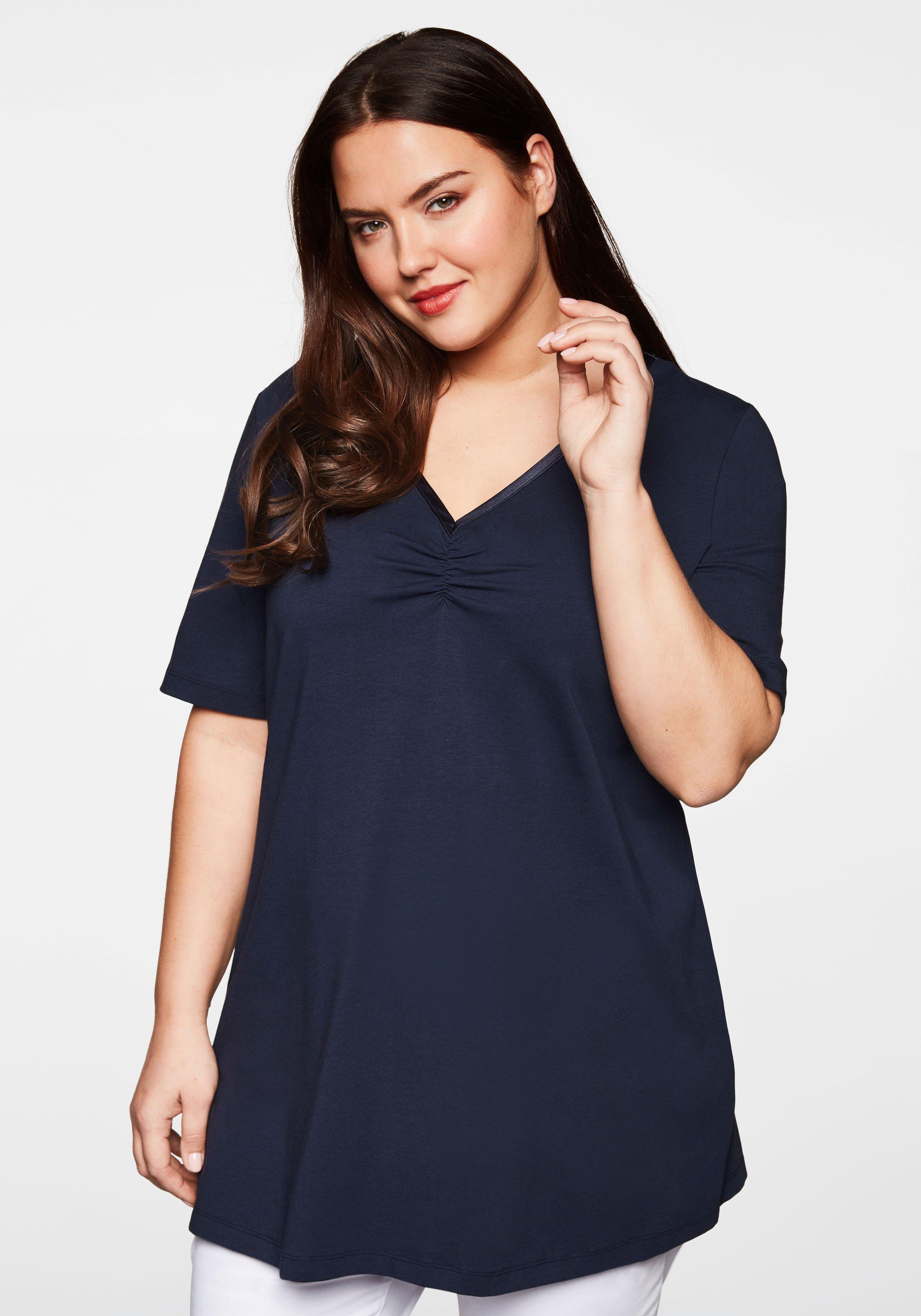 Plus Size Größen Mode ♥ Kurzarm | sheego Longshirts große blau