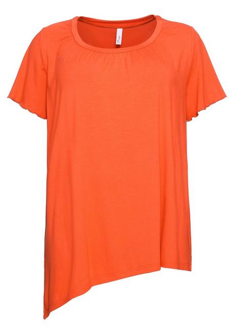 T-Shirt mit diagonalem Saum und Flügelärmeln - orange - 44/46