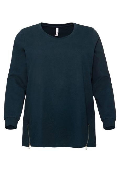 Sweatshirt mit Zippern seitlich, in leichter Qualität - dunkelpetrol - 52/54