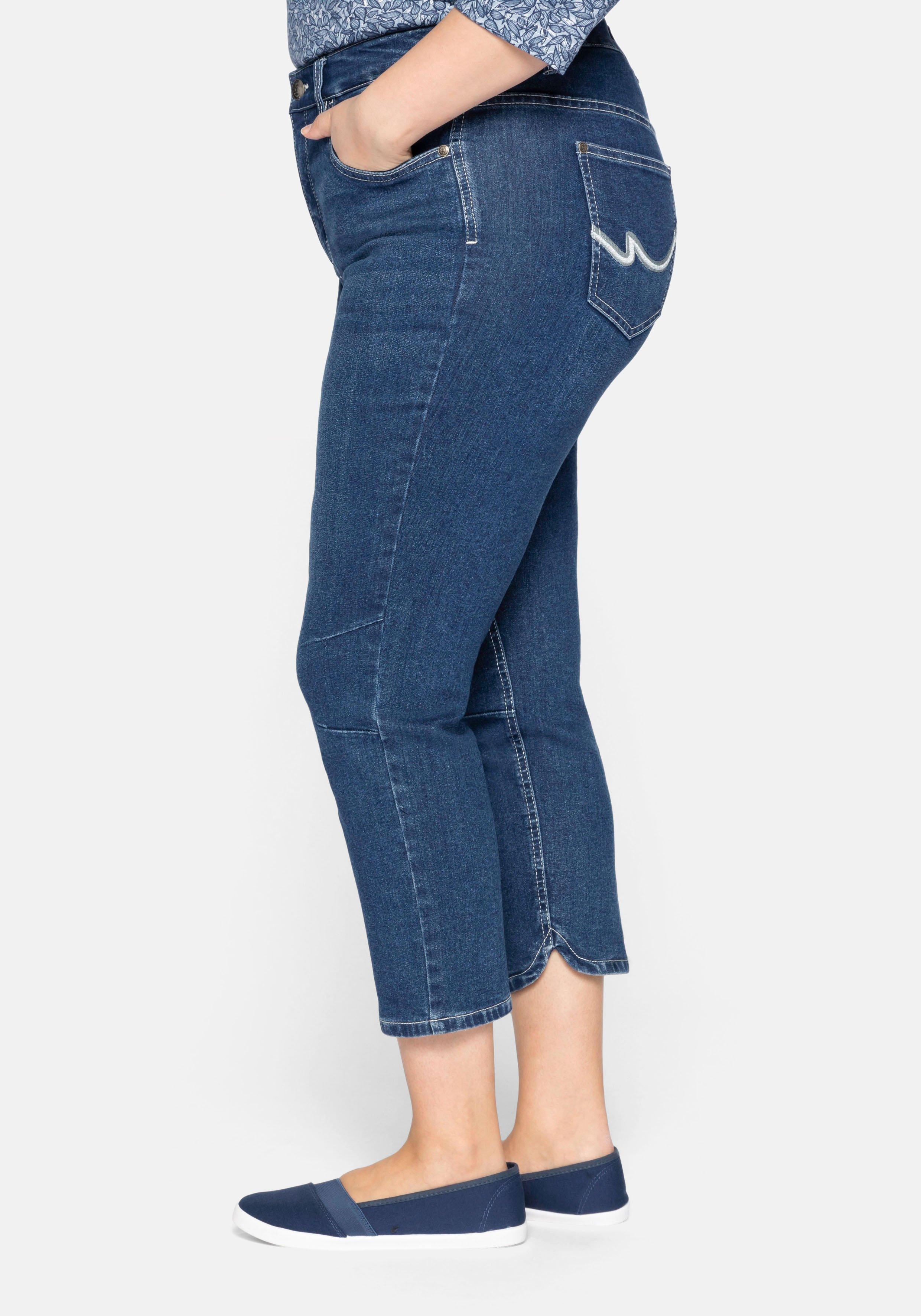 Schmale Jeans In 7 8 Lange Mit Abnahern Am Knie Blue Denim Sheego