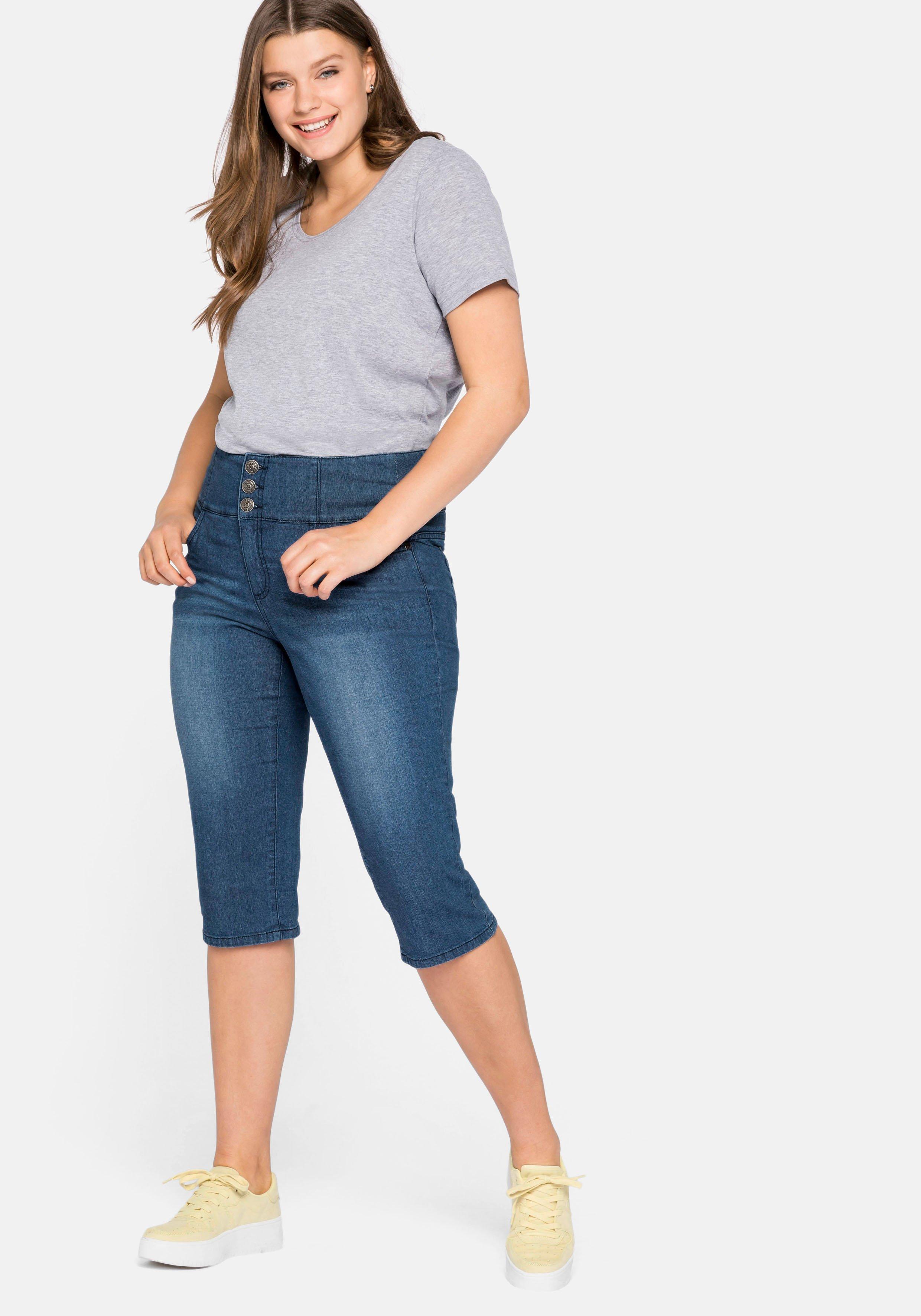 Damen Jeans Grosse Grossen Blau Capri Sheego Plus Size Mode