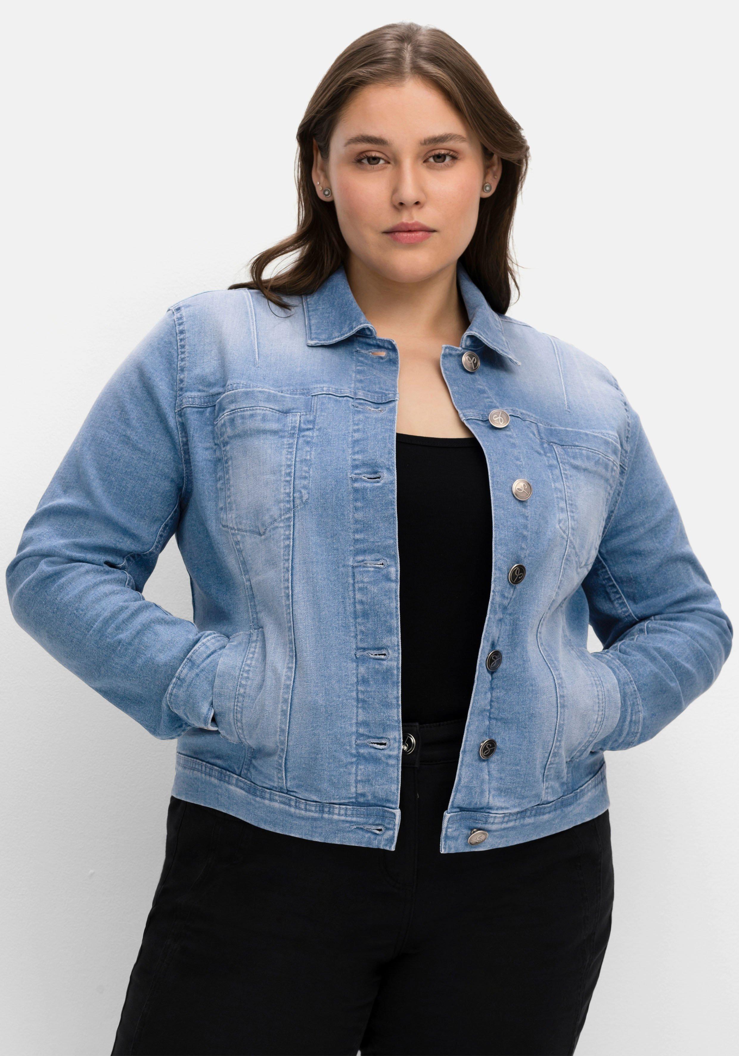 sheego Jeansjacke in leicht taillierter und verkürzter Form - light blue Denim sheego