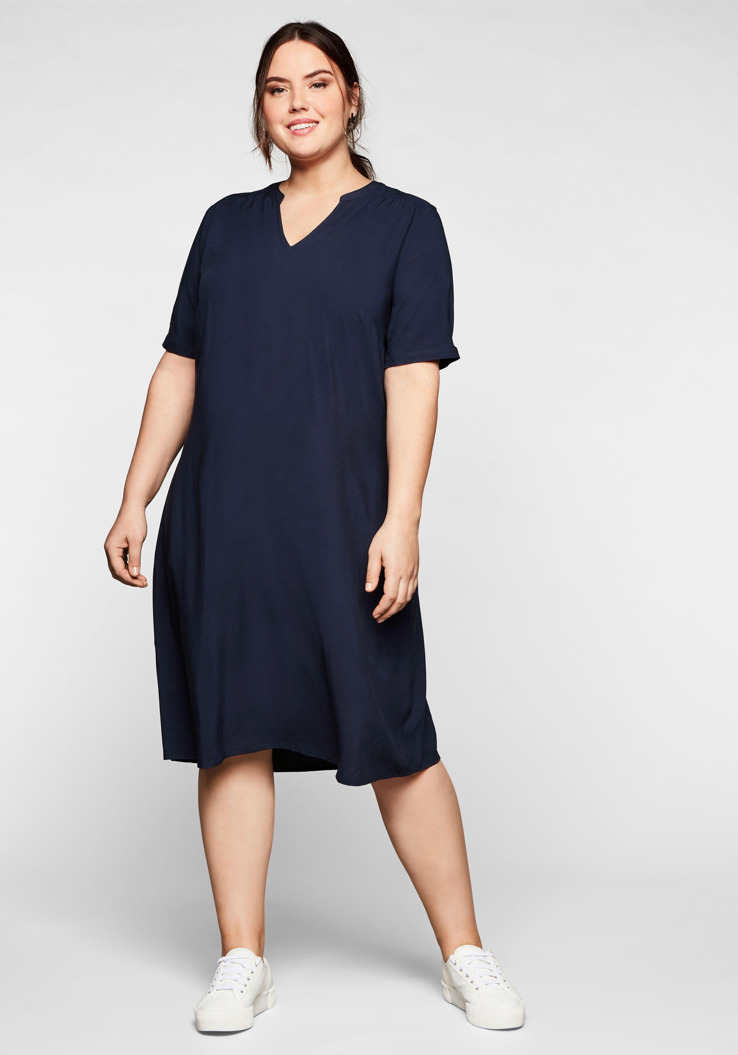 Kleid - leichter | sheego Viskose, aus in marine A-Linie