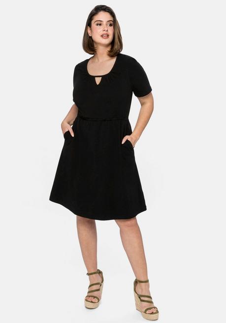 Jerseykleid mit Cut-out am Ausschnitt - schwarz - 40
