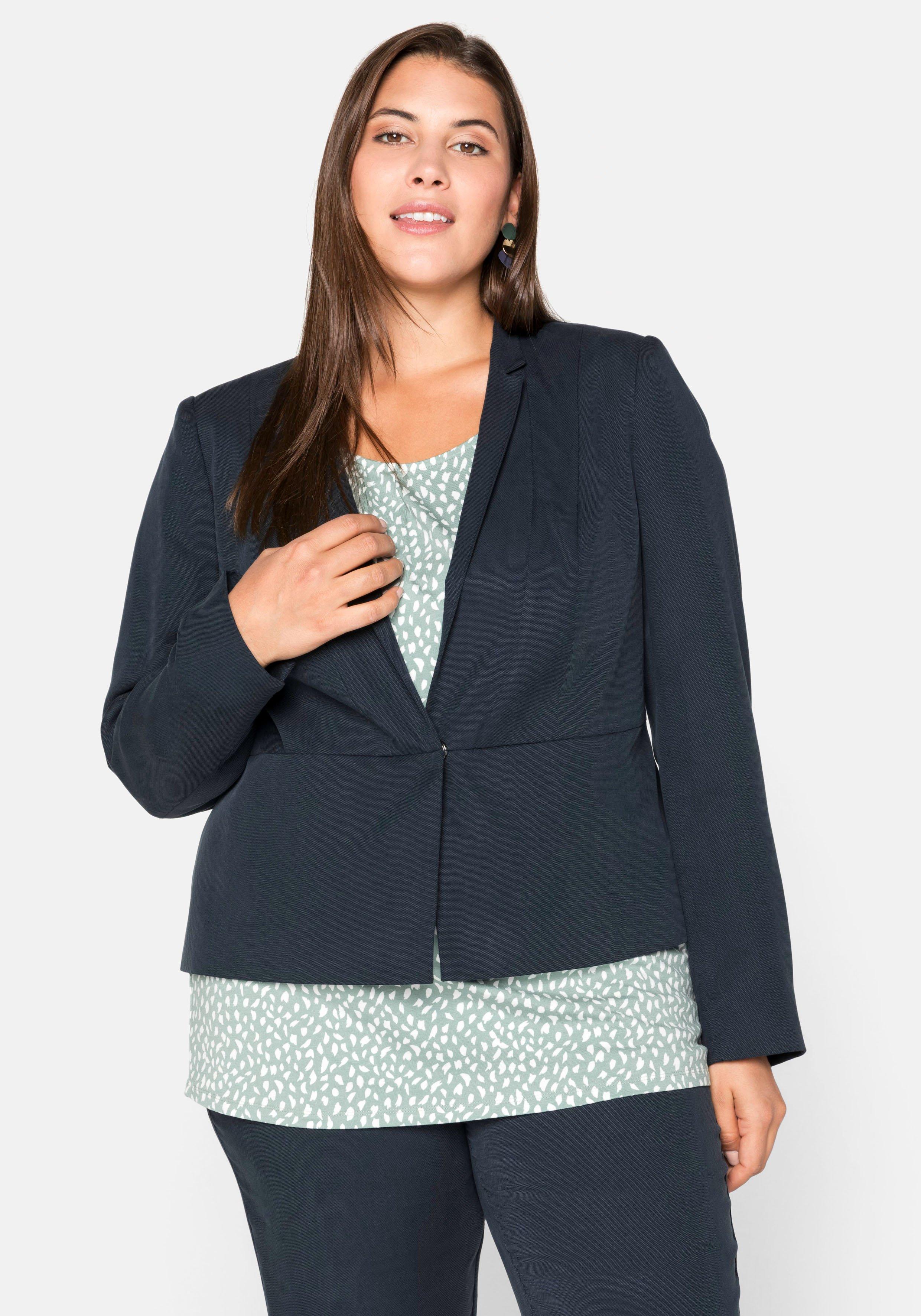 sheego Blazer in Kurzform mit tiefem Reverskragen - nachtblau sheego