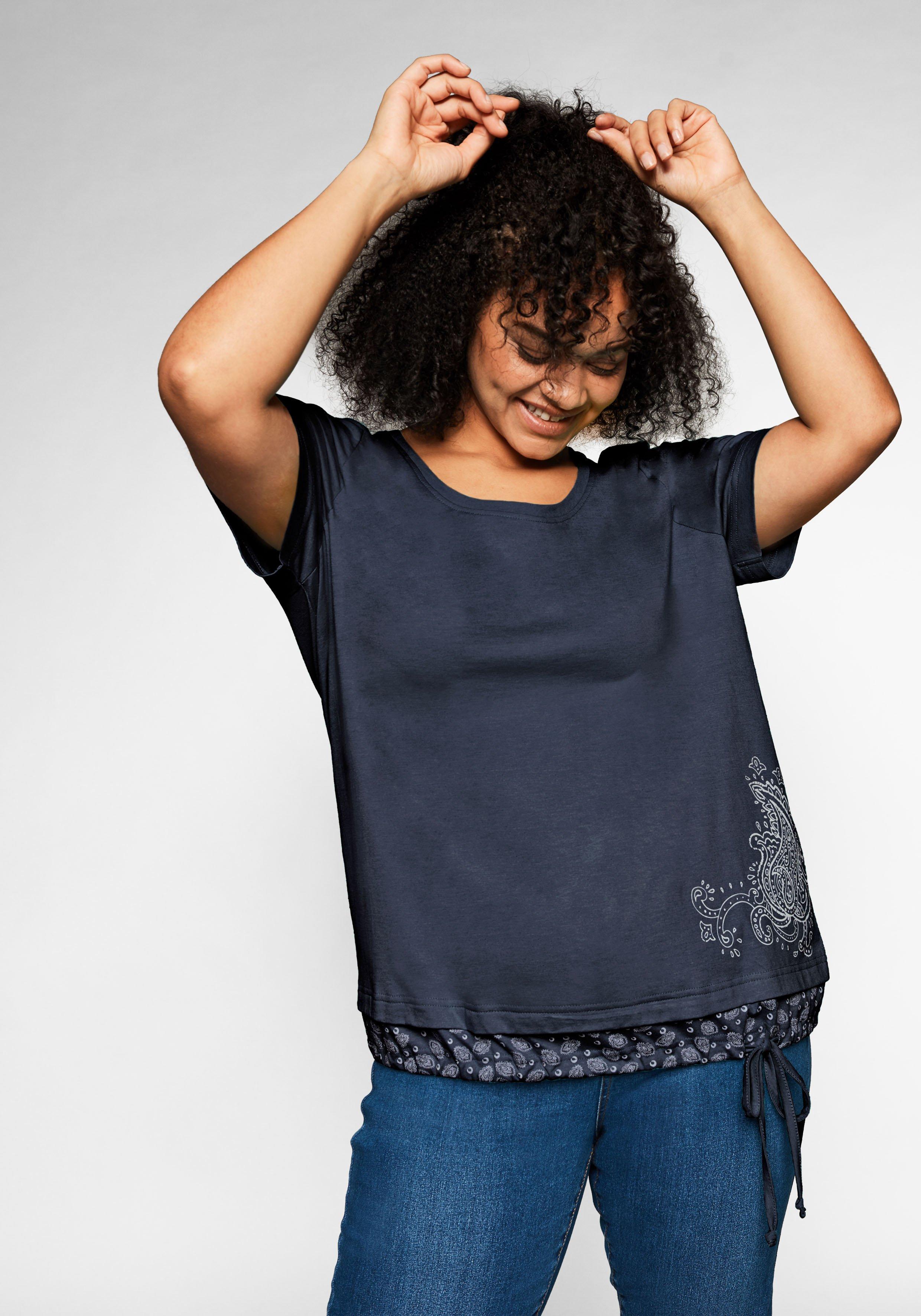 Shirt in 2-in-1-Optik mit marine sheego Print | Tunnelzug und 
