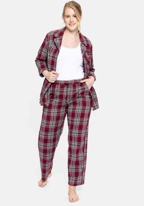 Pyjamaset aus weichem Flanell, im weiter Form - schwarz-weinrot - 40