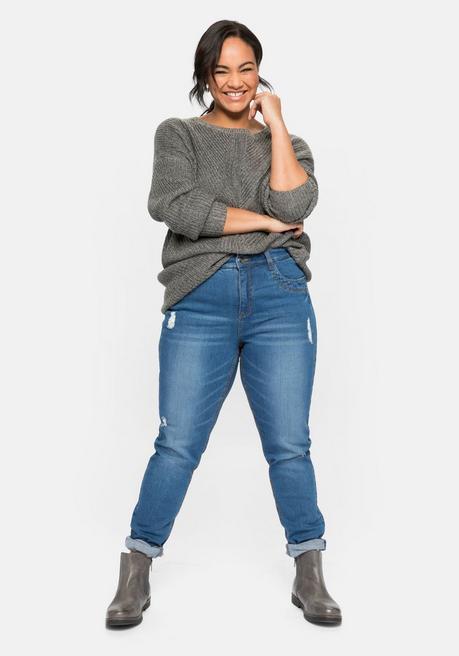 Slim Jeans in extralanger Tall-Größe - blue used Denim - 80