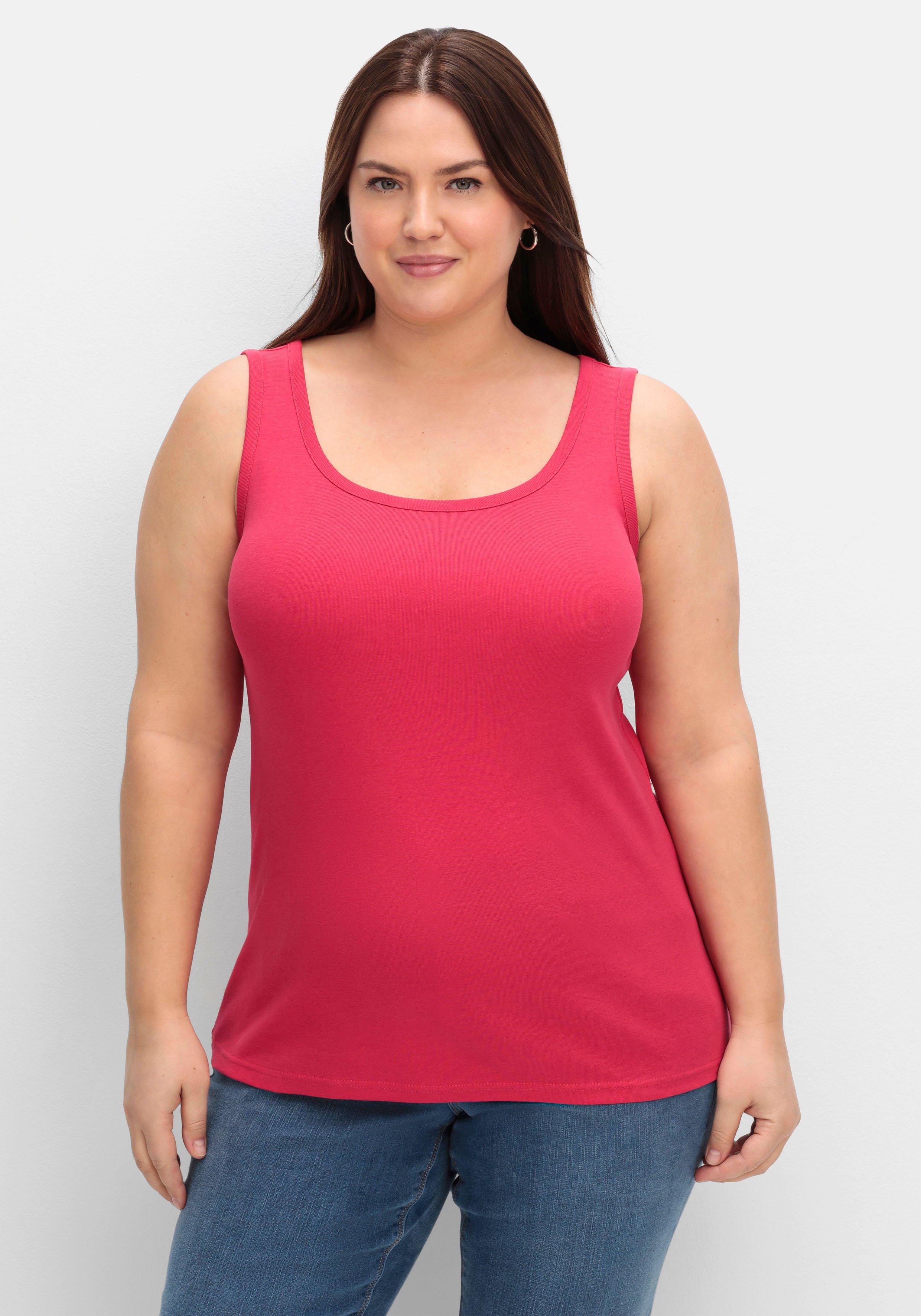 sheego Tanktop aus Baumwolle, mit Rundhalsausschnitt - magenta sheego