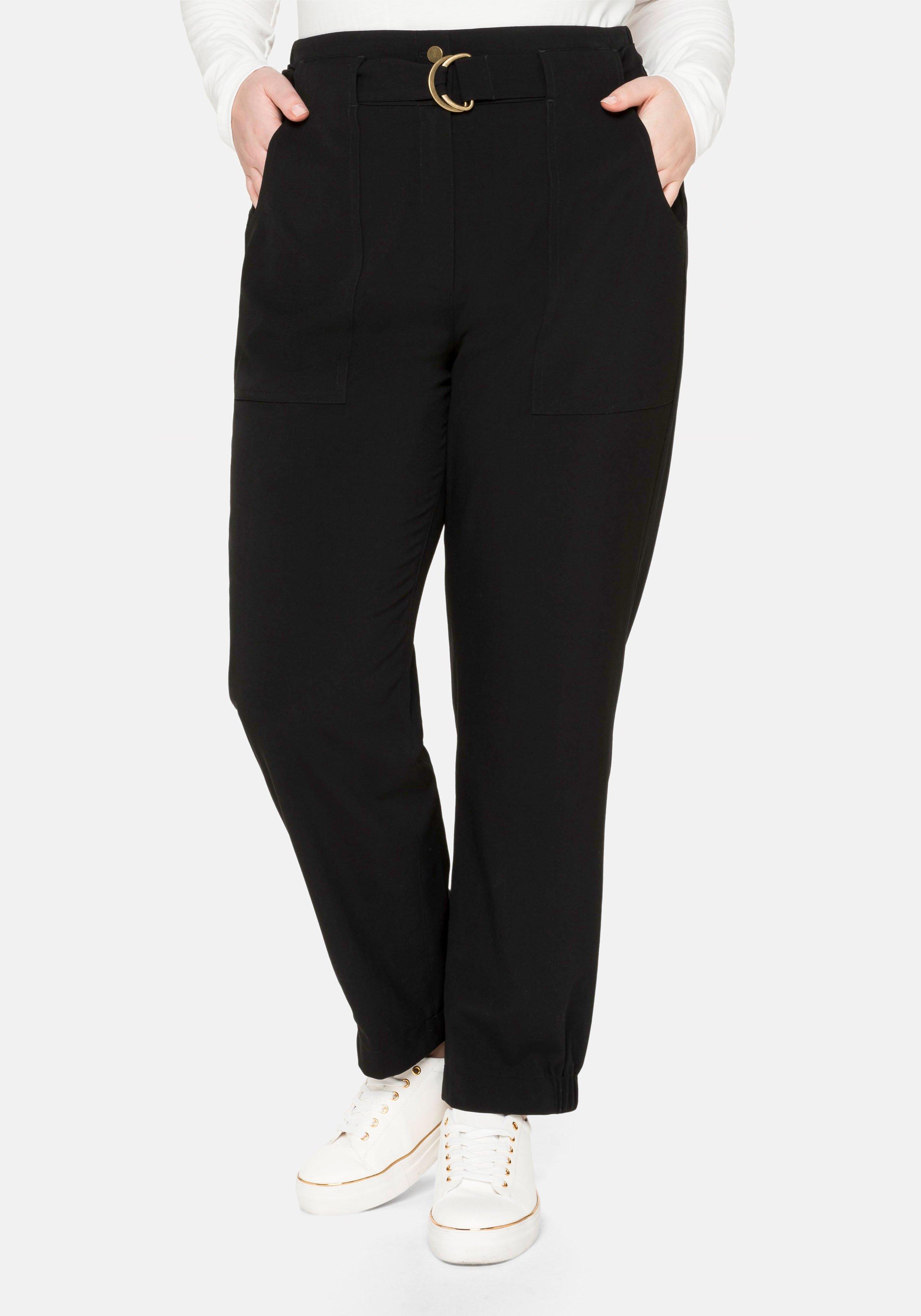 Joggpants im Cargostil, mit High-Waist-Bund schwarz - sheego 