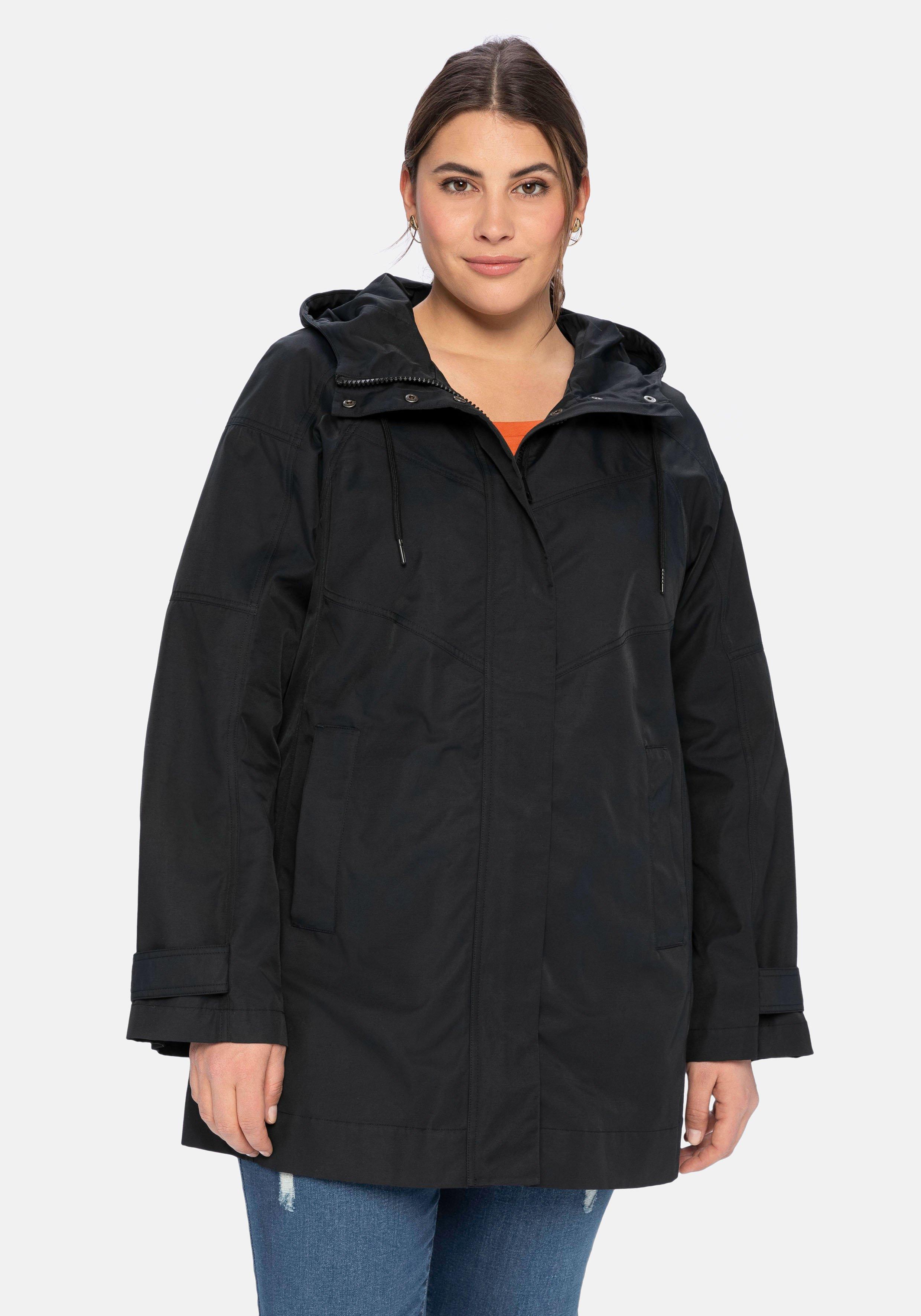 in A-Linie, wasserabweisend Kapuze, Outdoorjacke - | sheego schwarz mit