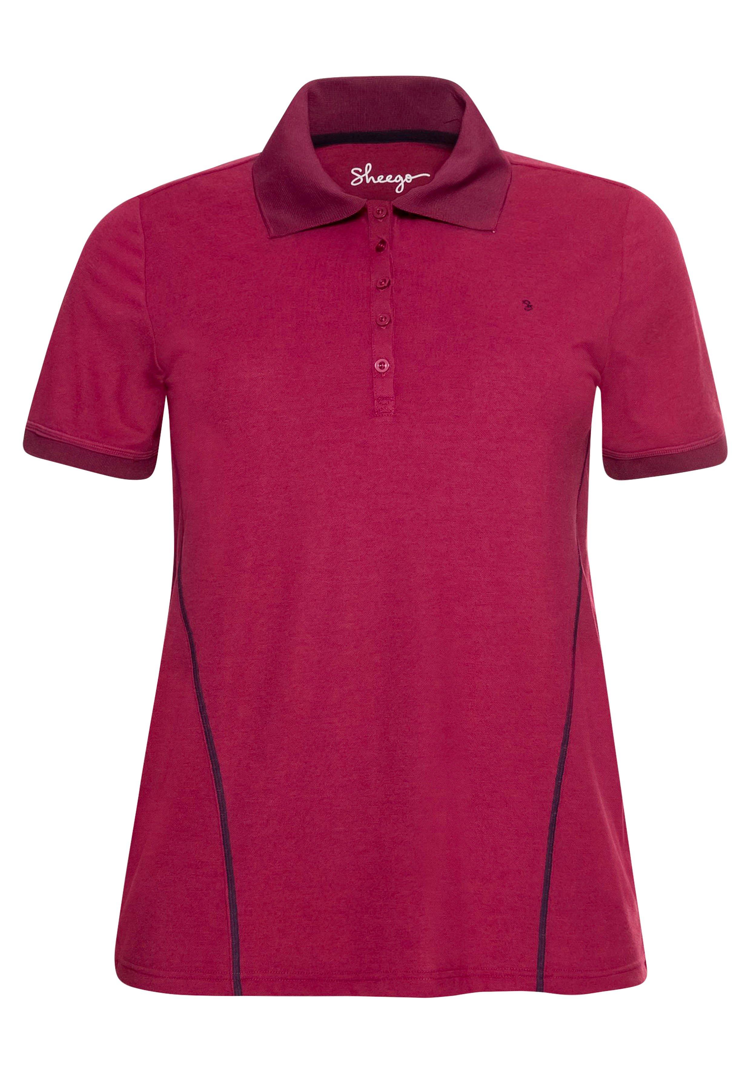 in - Poloshirt sheego | mit Teilungsnähten marine Piqué-Qualität,