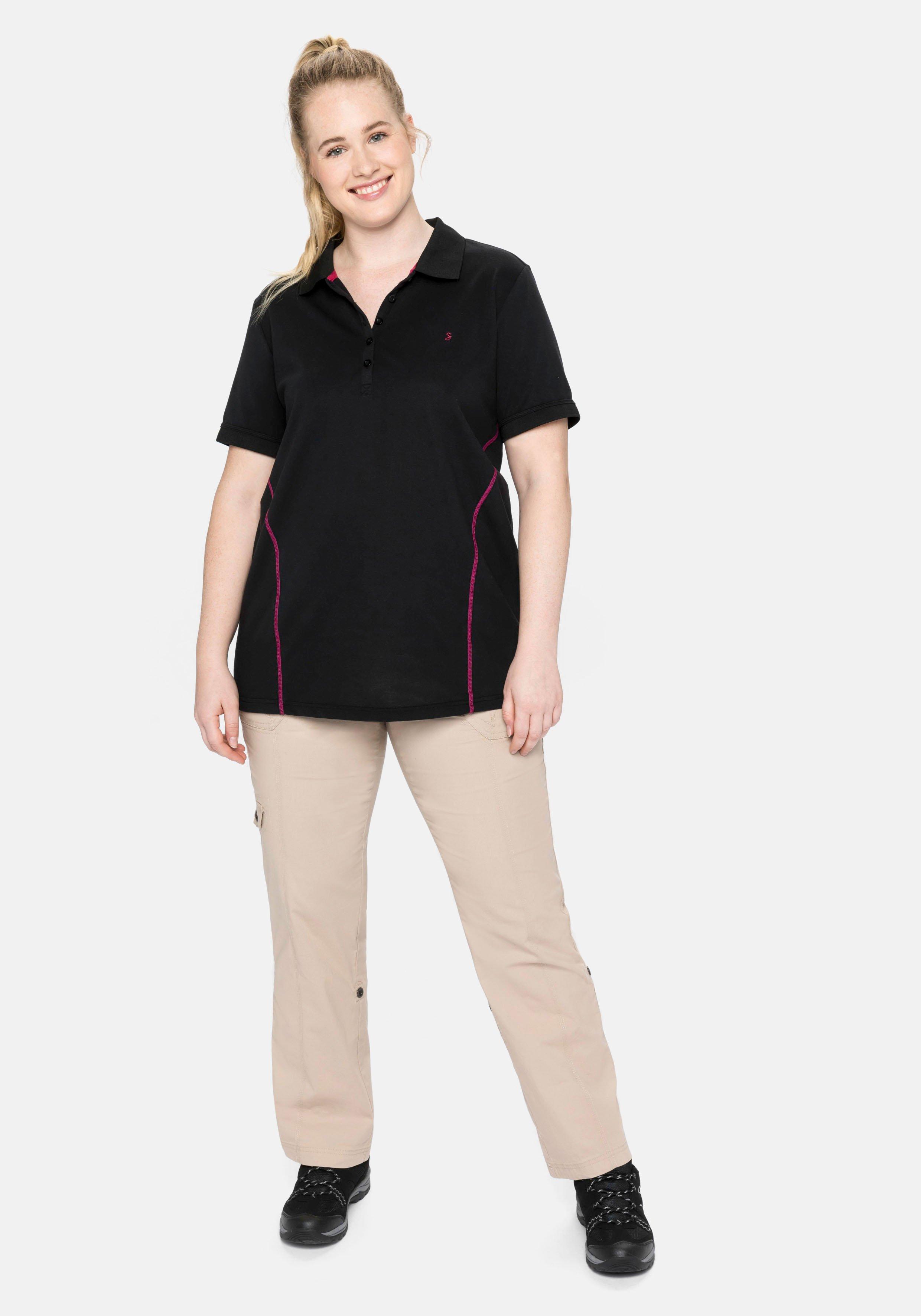 Poloshirt in Teilungsnähten | mit marine - sheego Piqué-Qualität