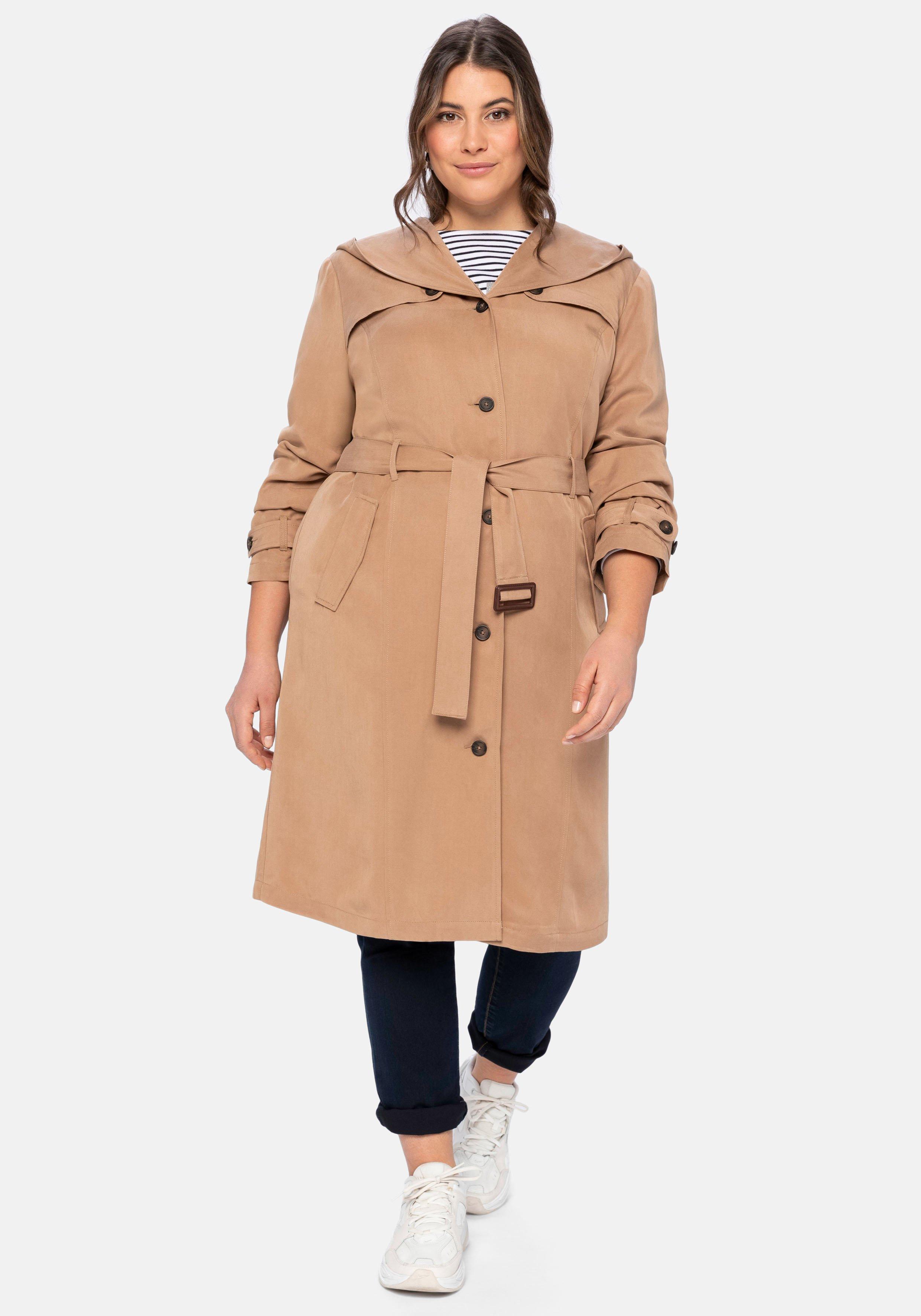 Trenchcoat mit Kapuze, aus TENCEL™ Lyocell - cappuccino | sheego | Trenchcoats