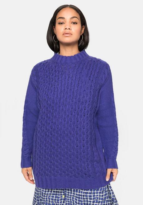 Pullover mit Zopfmuster, in weicher Qualität - violett - 40/42
