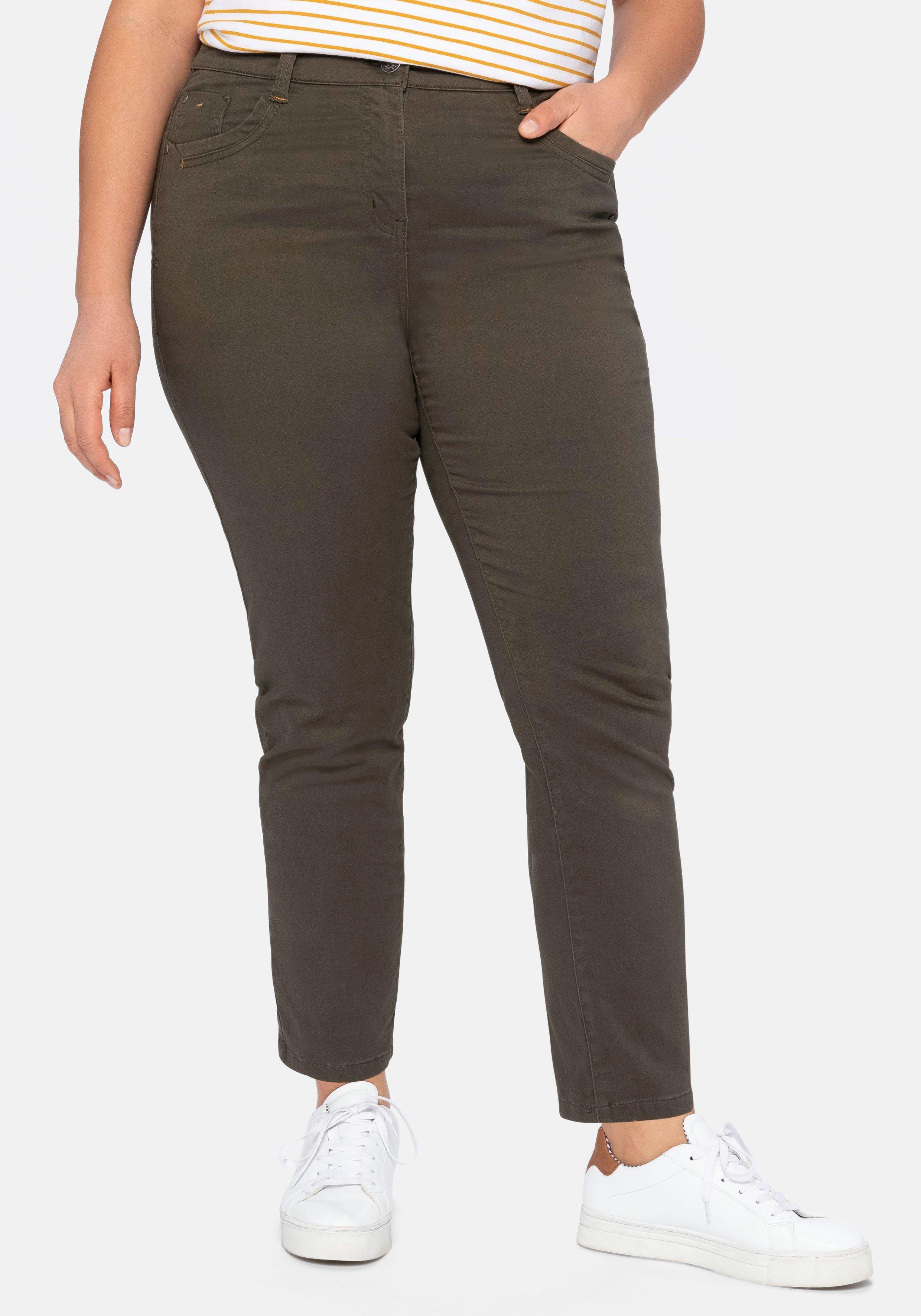 sheego Schmale Stretchhose in Twill-Qualität - dunkeloliv sheego