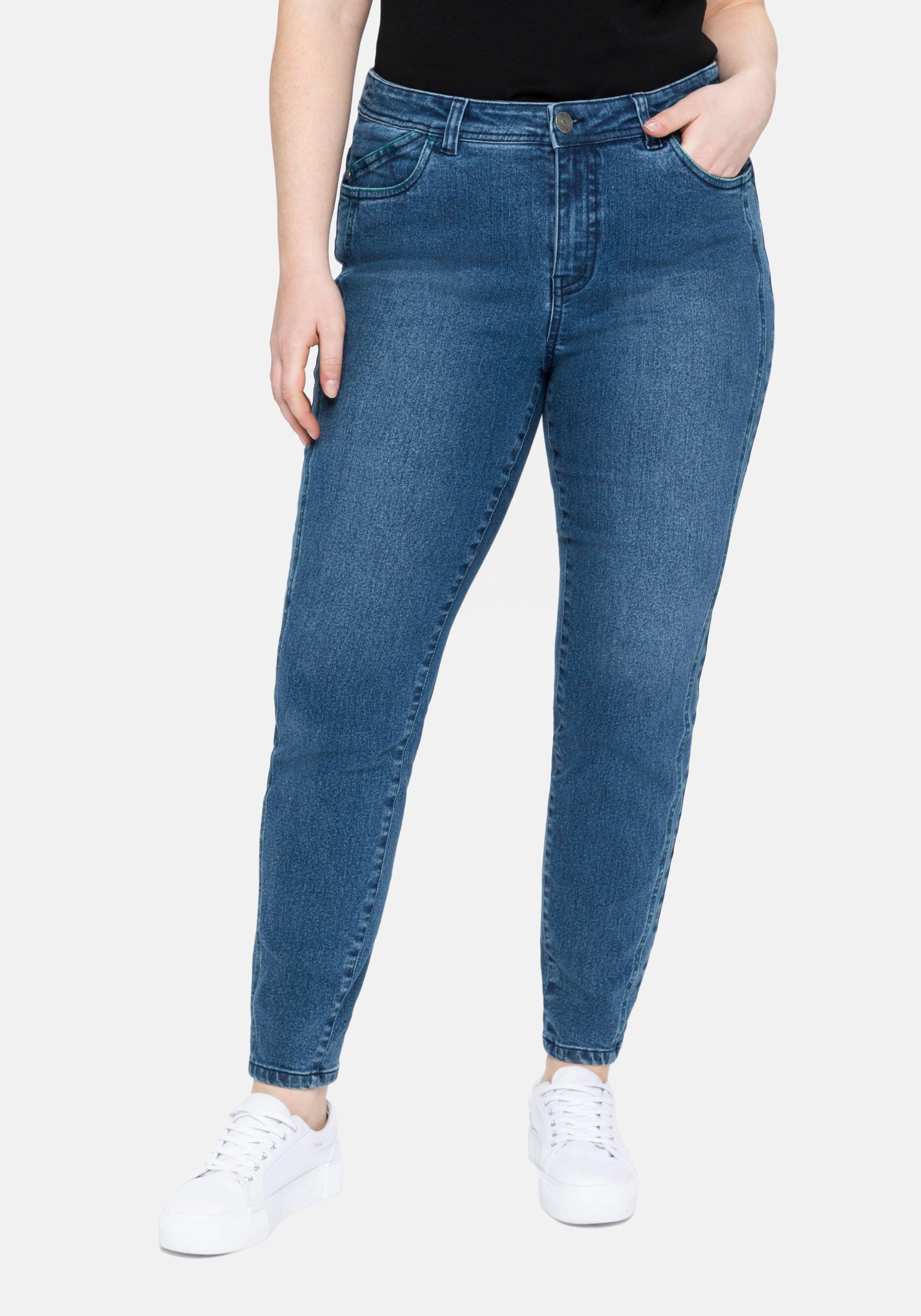 sheego Slim Jeans mit vorverlegter Teilungsnaht - blue Denim sheego