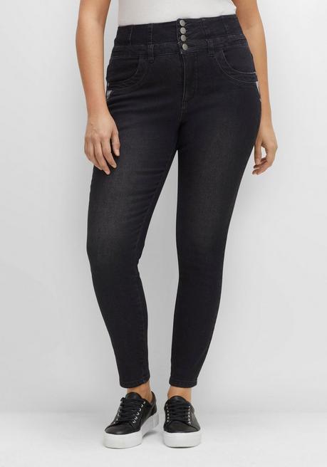 Super Skinny Jeans in Curvy-Schnitt ANNE - black Denim - 40