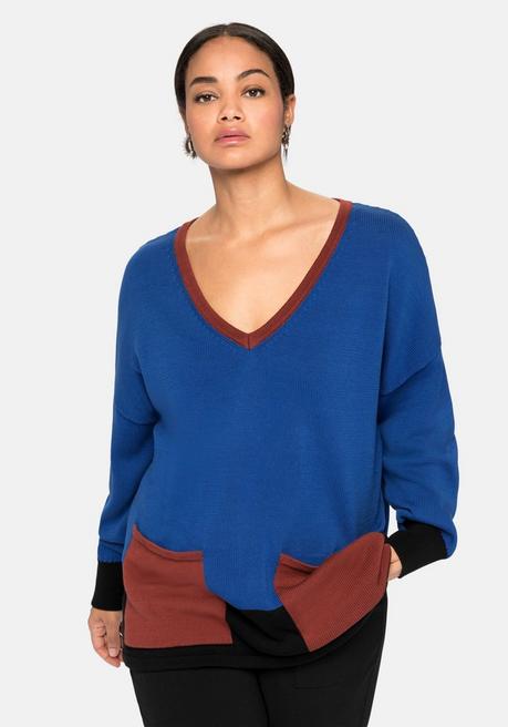 Pullover im Colourblocking, mit Taschen vorn - royalblau - 44/46