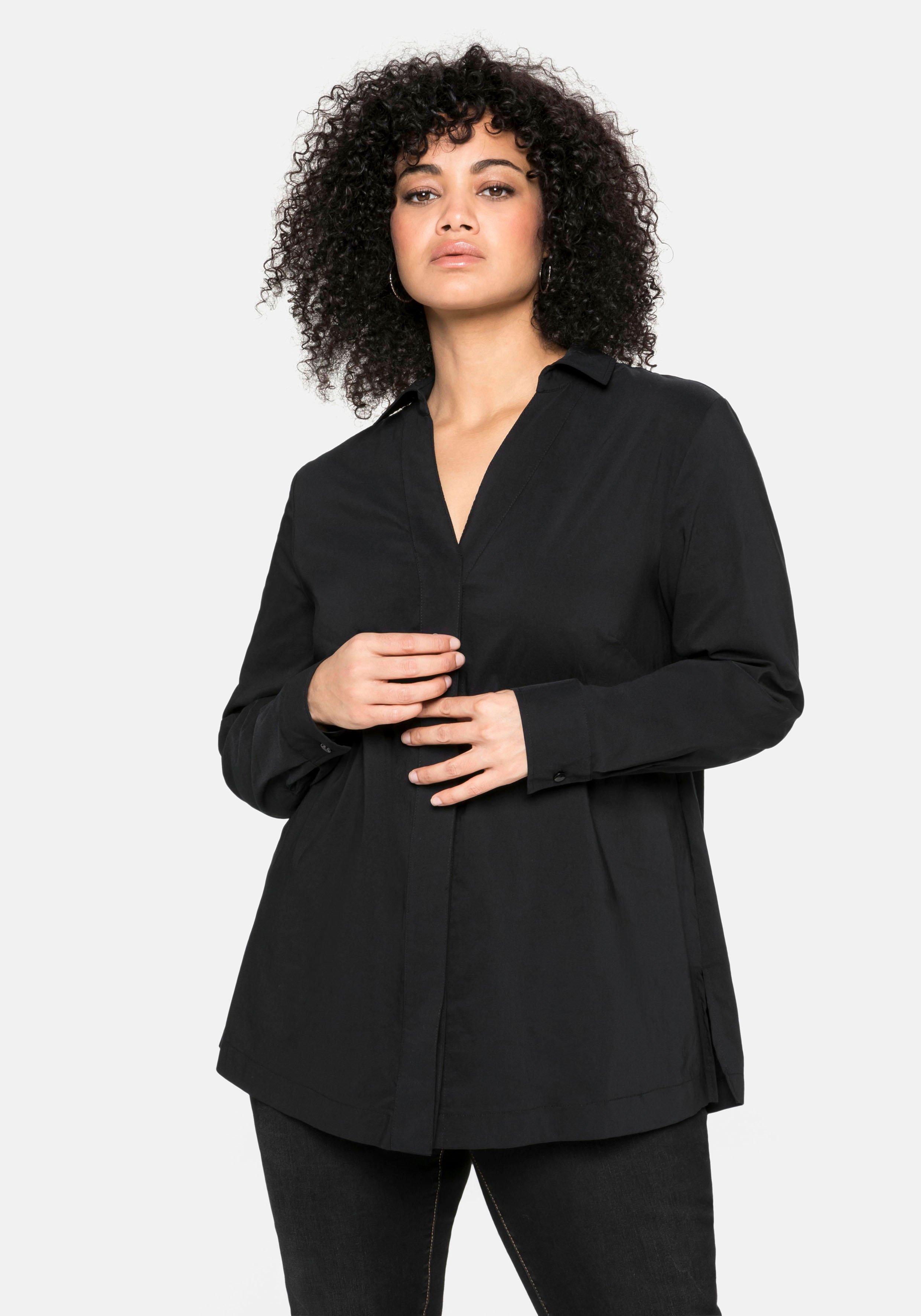 Blusen große Größen schwarz Langarm Mode sheego | Plus ♥ Size