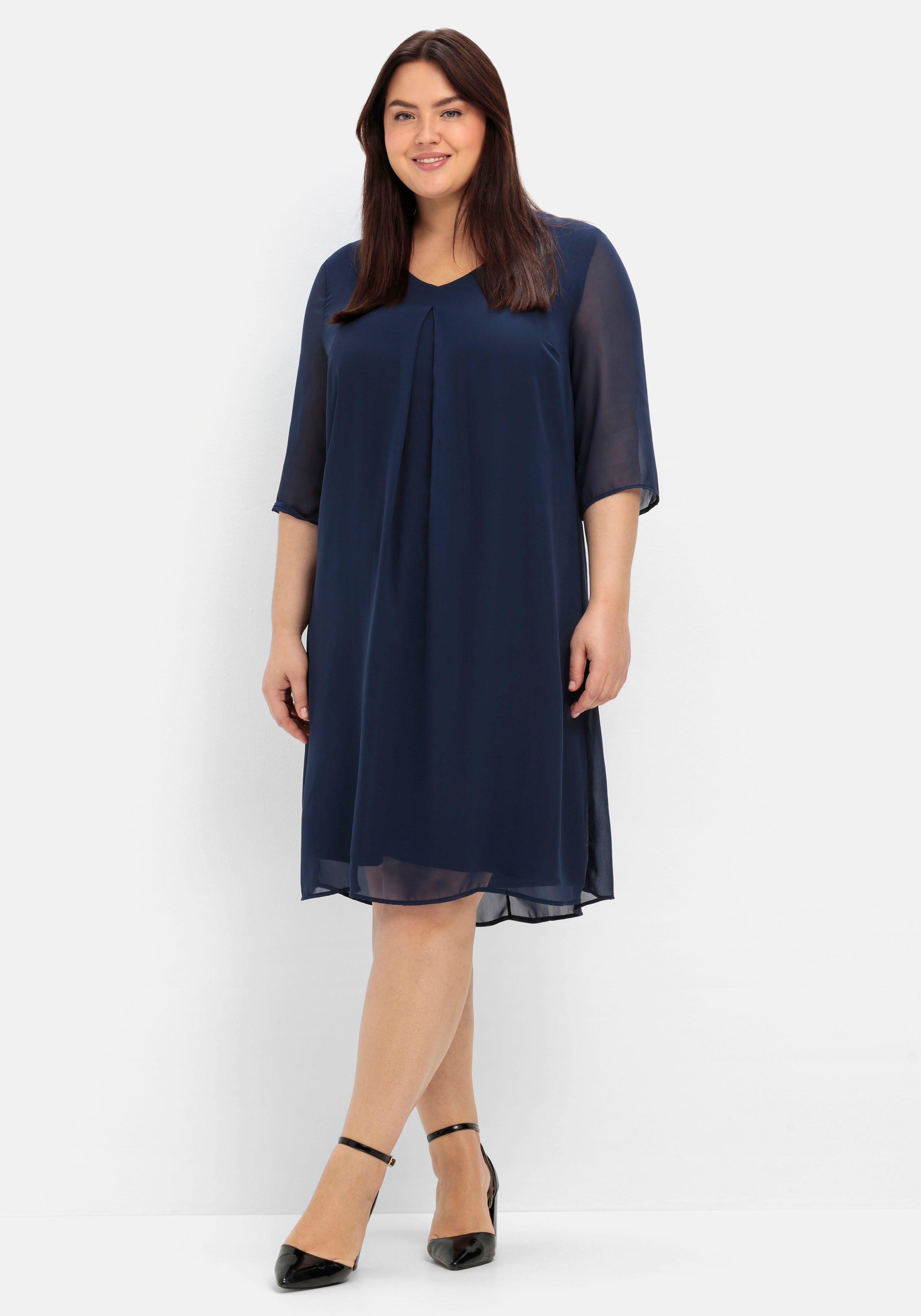 sheego Cocktailkleid im Layerlook, aus Chiffon - marine sheego