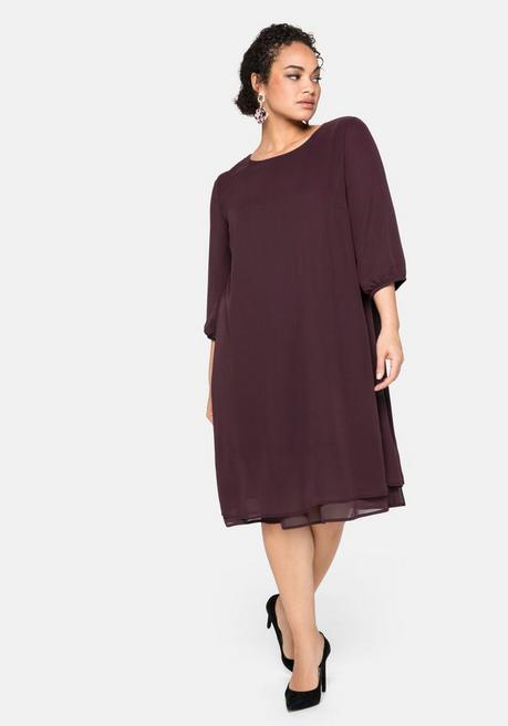 Kleid im Lagenlook, mit Chiffon - burgund - 44