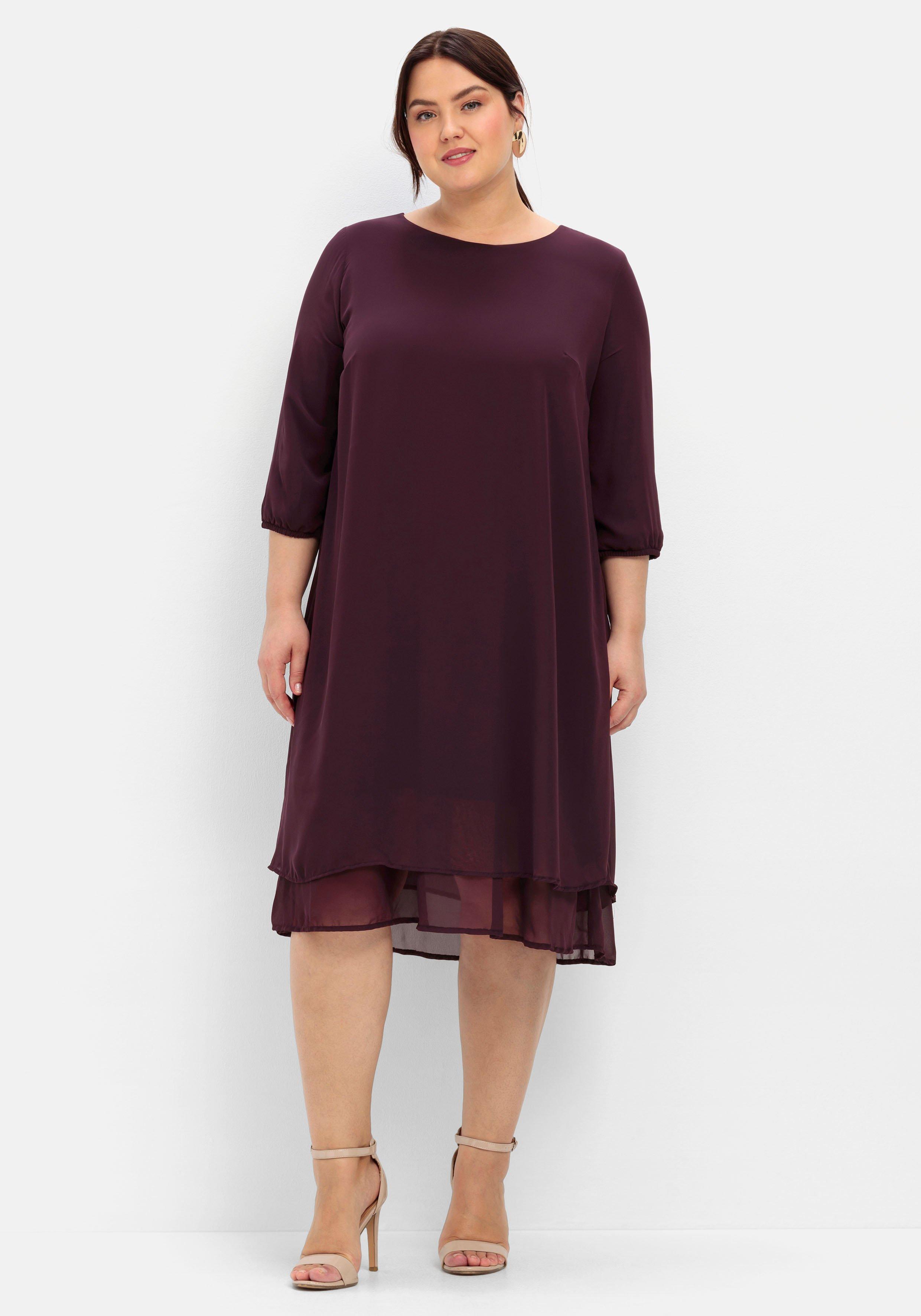 sheego Cocktailkleid aus Chiffon, im Lagenlook - burgund sheego