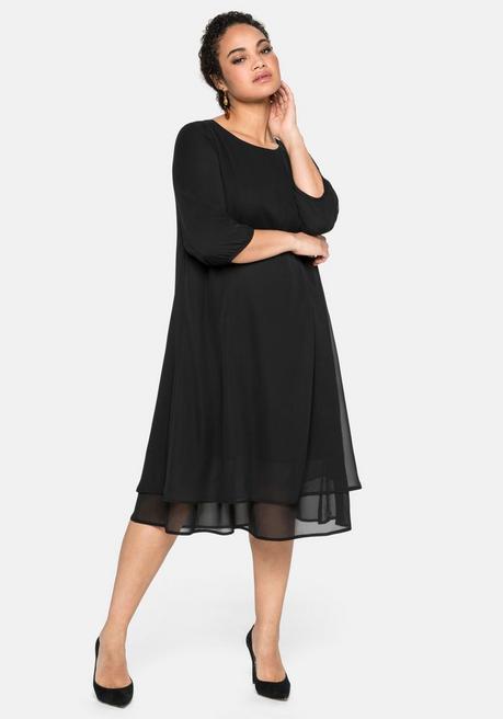 Kleid im Lagenlook, mit Chiffon - schwarz - 54