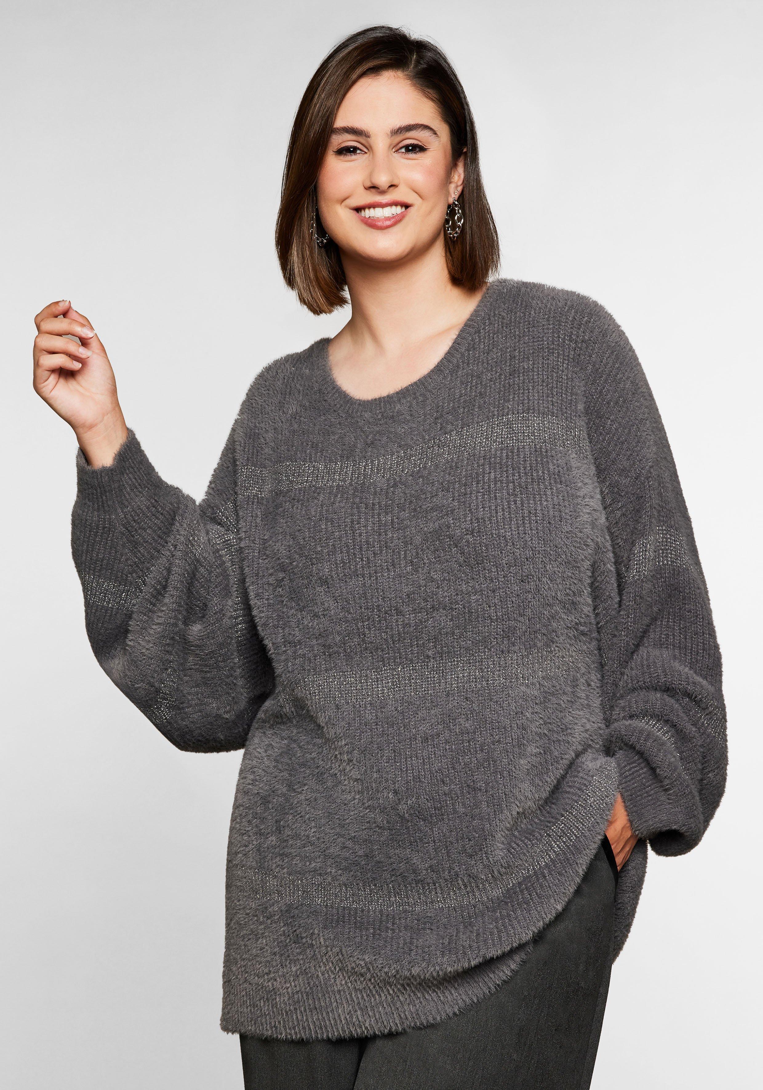 40 & Plus › Damen Strickjacken Größen Pullover | sheego grau Size ♥ Mode große Größe