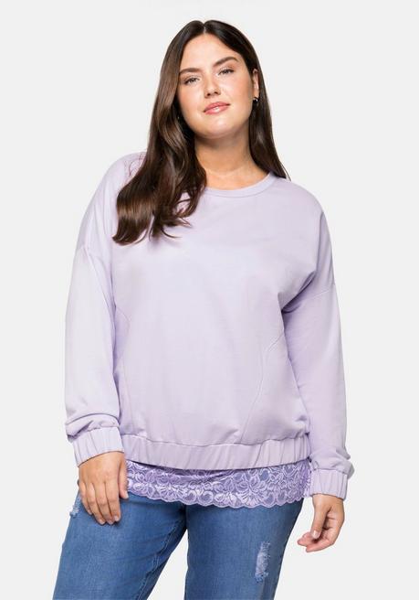 Oversized-Sweatshirt mit Gummibund - hellflieder - 40/42
