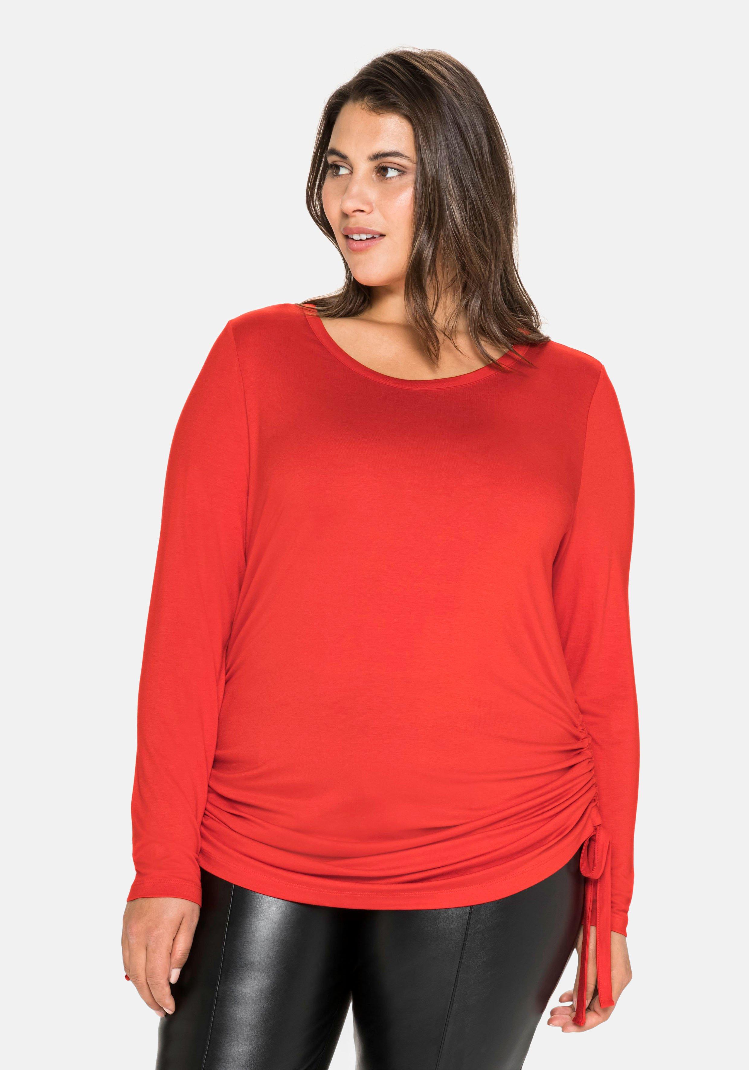 Longshirt mit Raffungen am Saum, aus Jersey - feuerrot | sheego