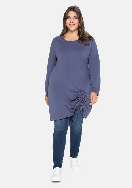 Shirtkleid in Oversized-Form mit seitlicher Raffung - indigo - 40