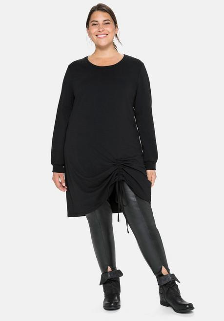 Shirtkleid in Oversized-Form mit seitlicher Raffung - schwarz - 40