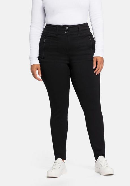 Skinny Hose mit High-Waist-Bund, superelastisch - schwarz - 40