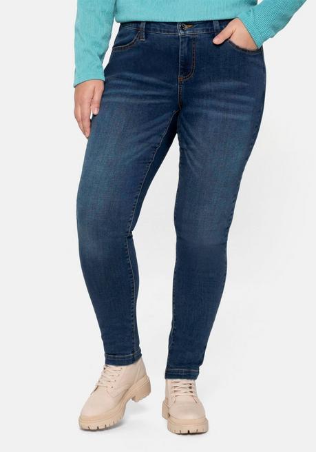 Skinny Jeans aus Power-Stretch, mit Low-Waist-Bund - dark blue Denim - 40