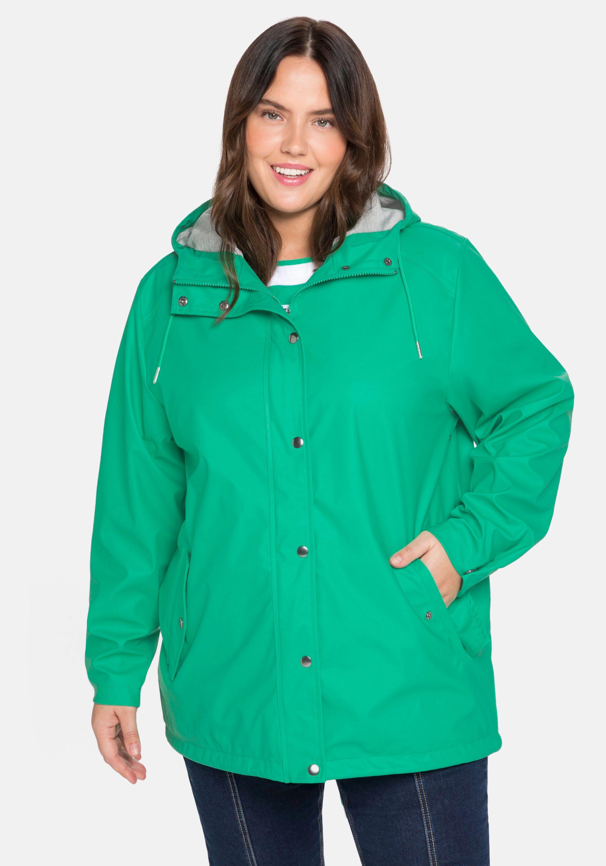 sheego Outdoorjacke mit Jerseyfutter, wasserabweisend - blattgrün sheego