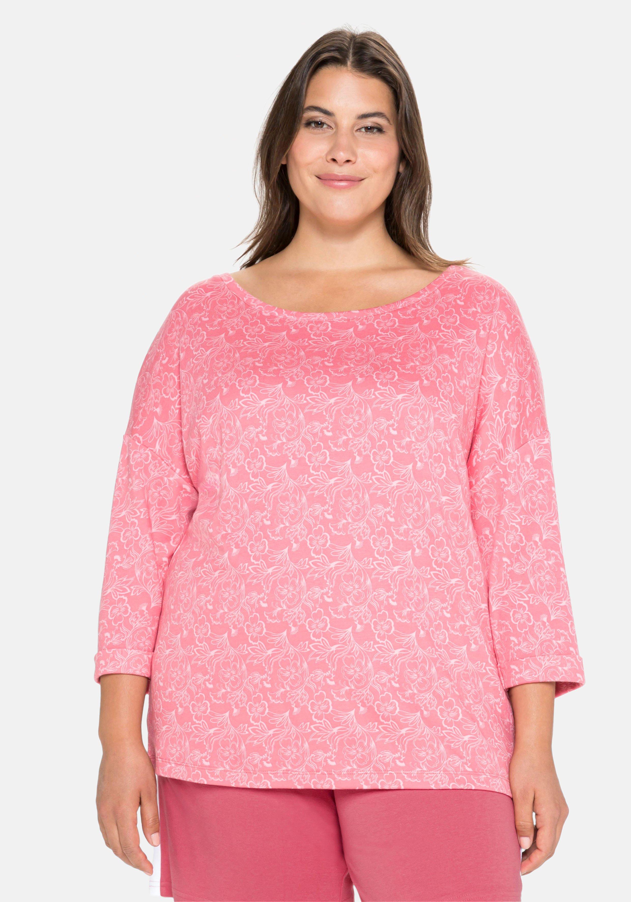 sheego | Oversized-Form geblümt Relax-Sweatshirt - in mit Blumendruck,